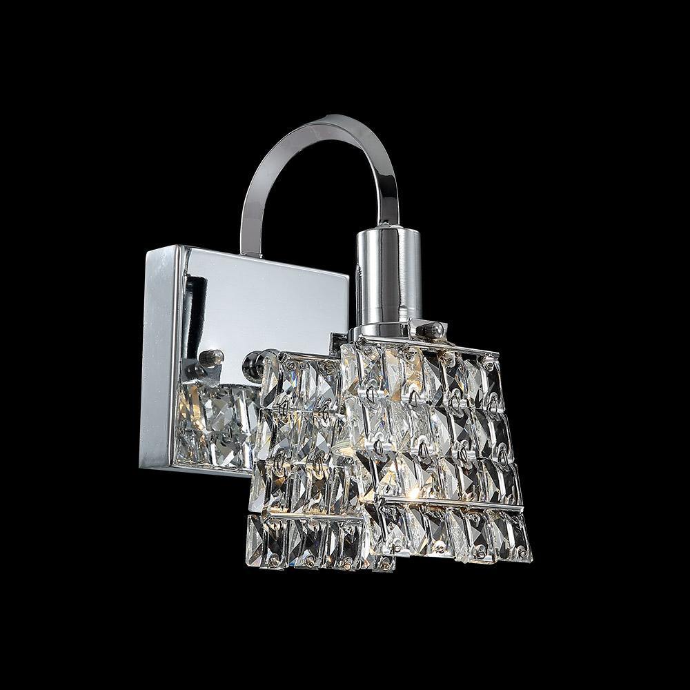 Chrome with Clear Square Crystal Shade Wall Sconce - LV LIGHTING