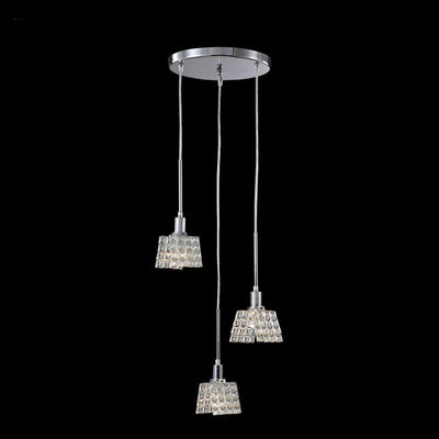 Chrome with Square Crystal Shade Multiple Pendant - LV LIGHTING