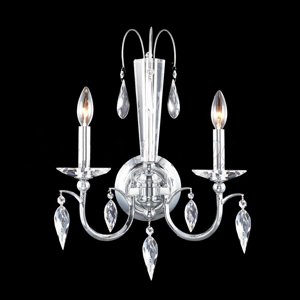 Chrome with Leaf Crystal Drop Wall Sconce - LV LIGHTING