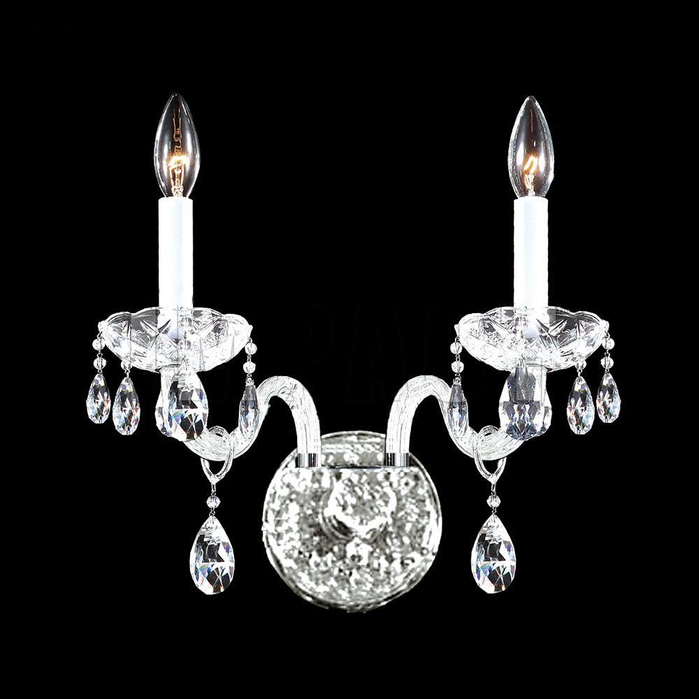 Chrome with Crystal Drop and Arms Wall Sconce - LV LIGHTING