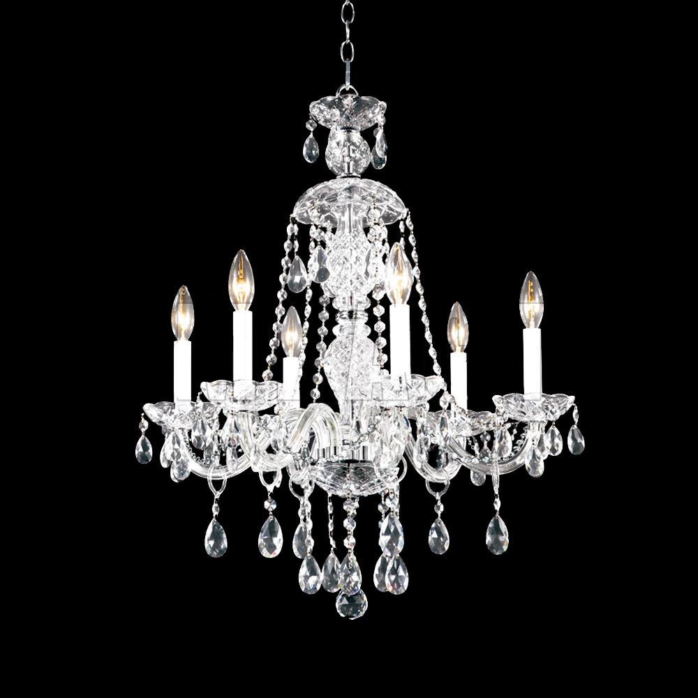 Chrome with Crystal Drop and Arms Up Chandelier - LV LIGHTING