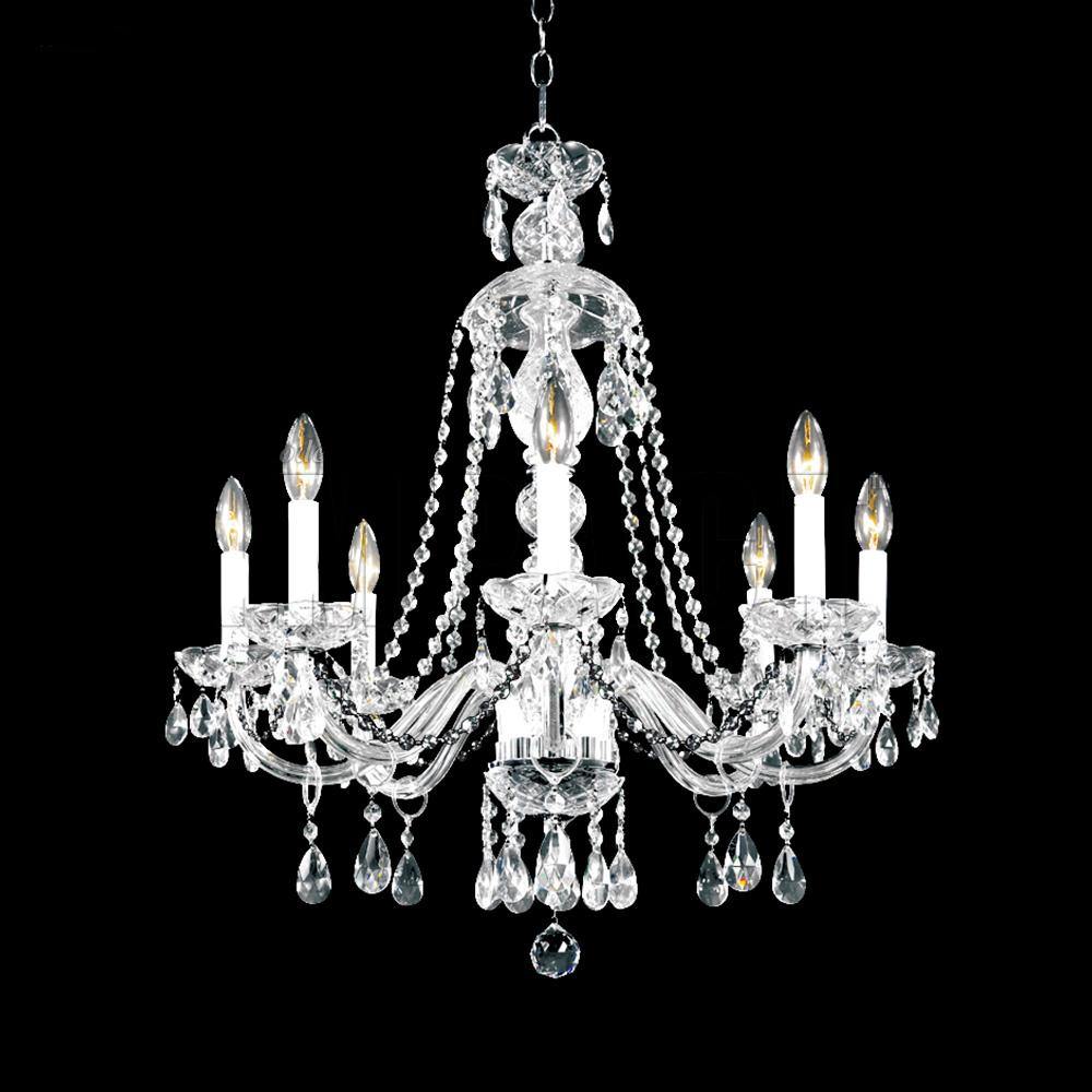 Chrome with Crystal Drop and Arms Chandelier - LV LIGHTING