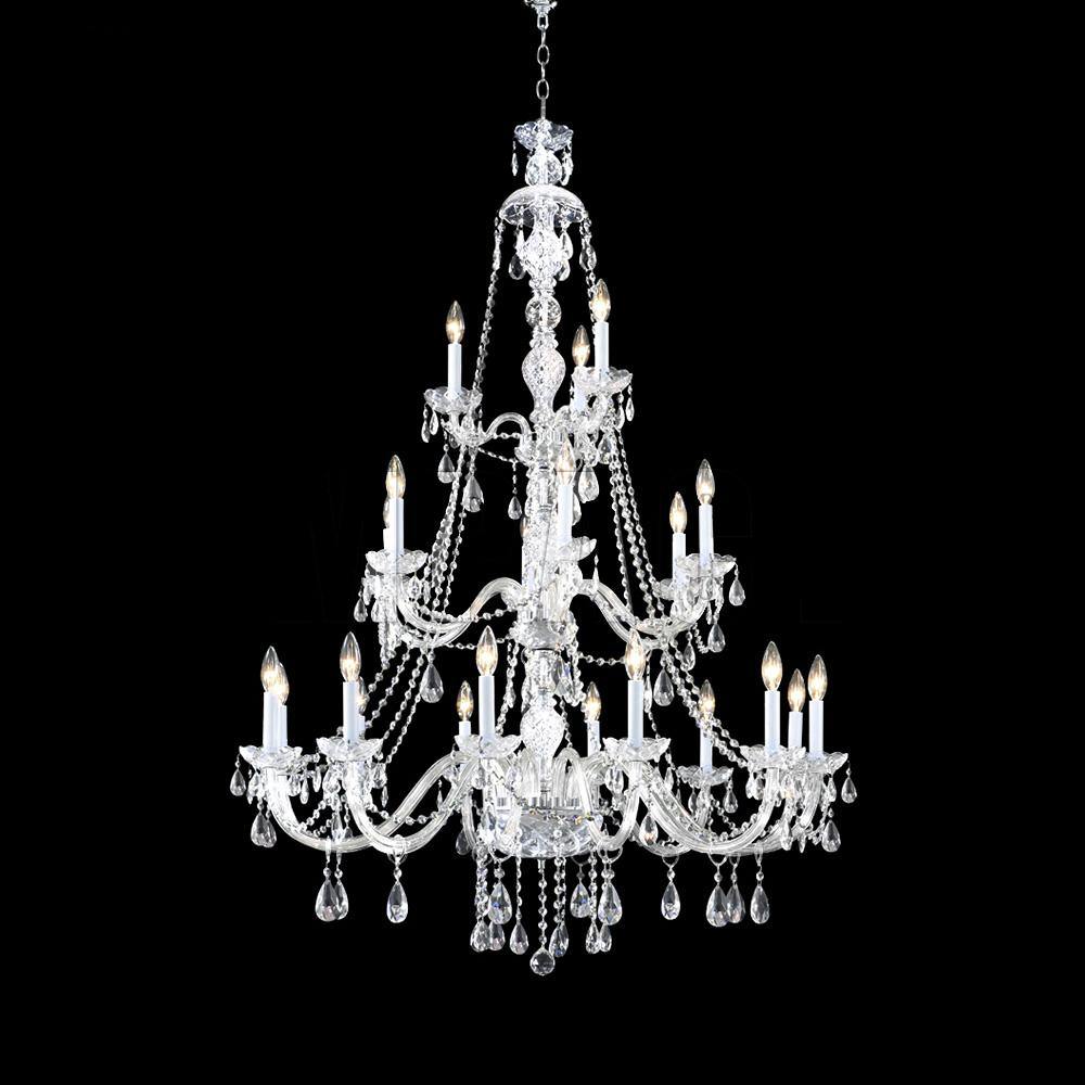 Chrome with Crystal Drop and Arms 3 Tiers Chandelier - LV LIGHTING