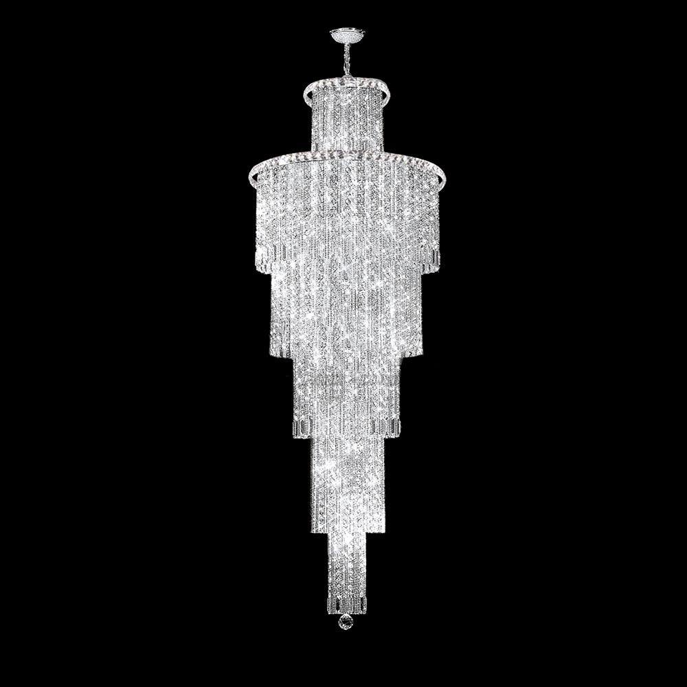 Chrome with Crystal Strand Round Chandelier - LV LIGHTING