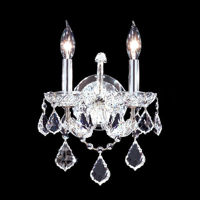 Chrome with Crystal Drop and Arms Candle Wall Sconce - LV LIGHTING