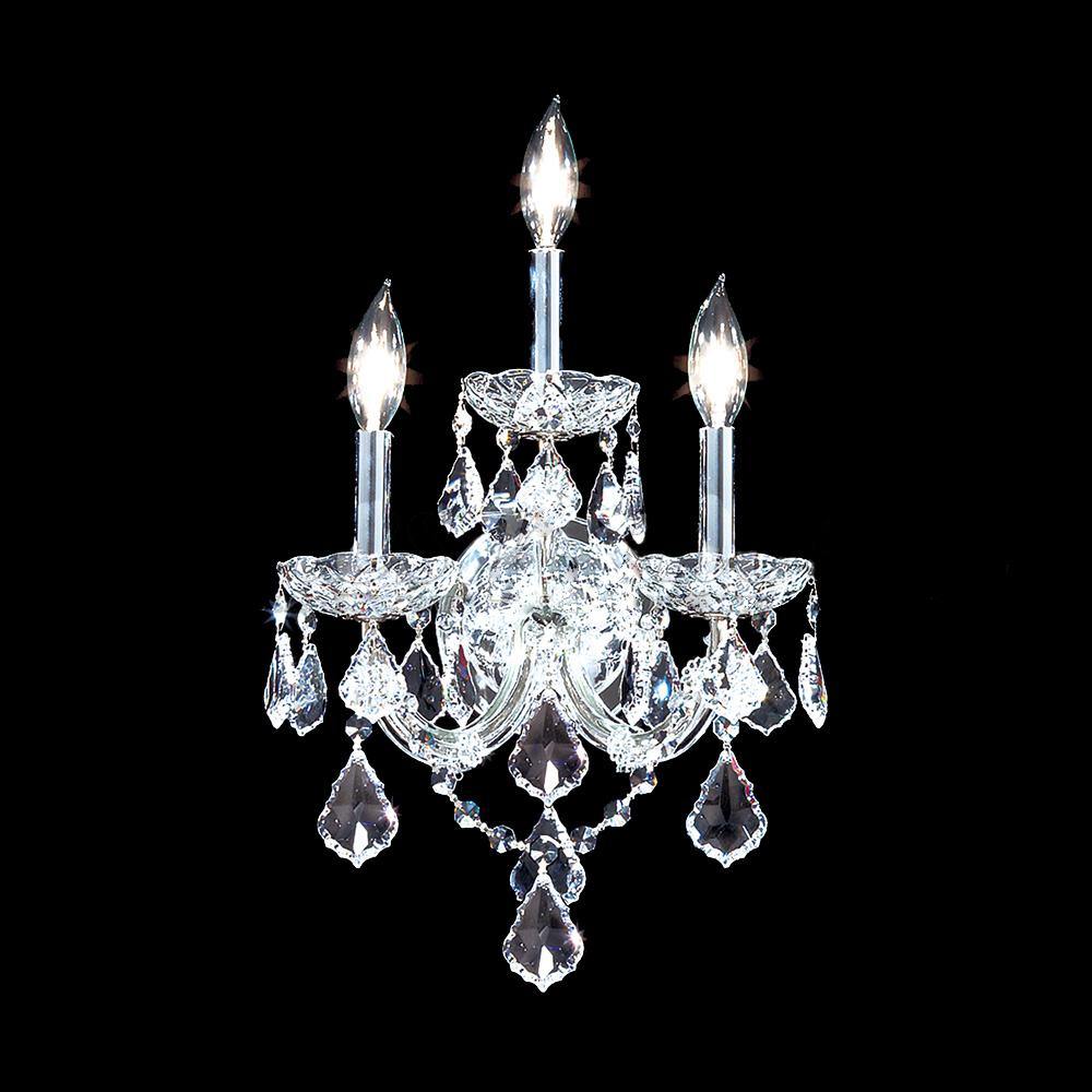 Chrome with Crystal Drop and Arms Candle Wall Sconce - LV LIGHTING