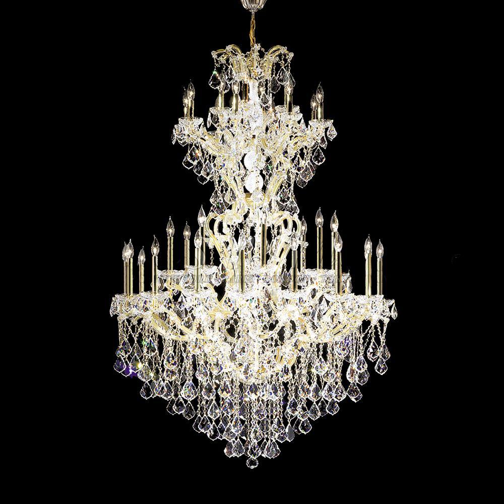 Gold with Clear Crystal Drop and Arms 2 Tier Chandelier - LV LIGHTING