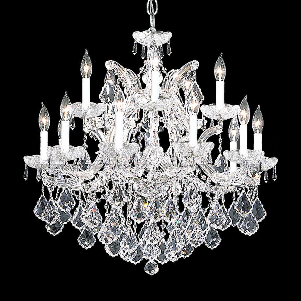 Chrome with Crystal Drop and Arms Chandelier - LV LIGHTING