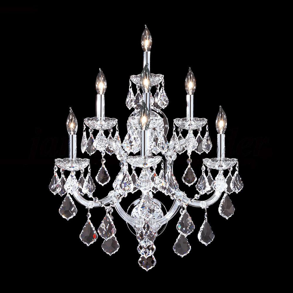 Chrome with Crystal Drop and Arms Wall Sconce - LV LIGHTING