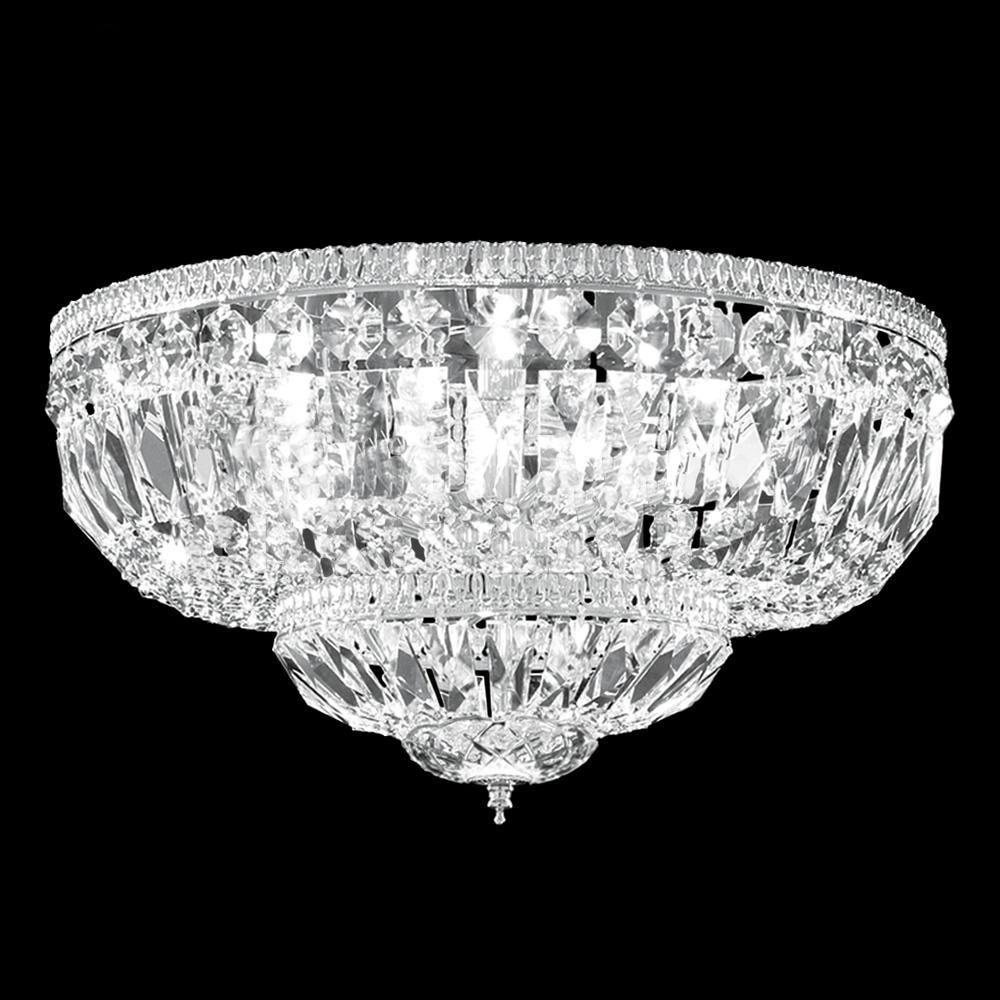 Chrome with Clear Crystal Round Flush Mount - LV LIGHTING