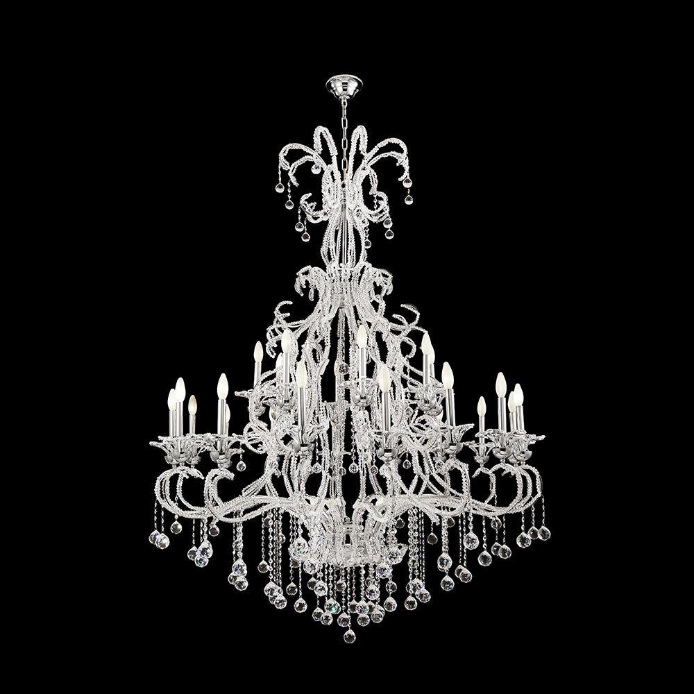 Chrome with Crystal Drop and Arms Chandelier - LV LIGHTING