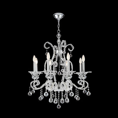 Chrome with Crystal Drop and Arms Chandelier - LV LIGHTING