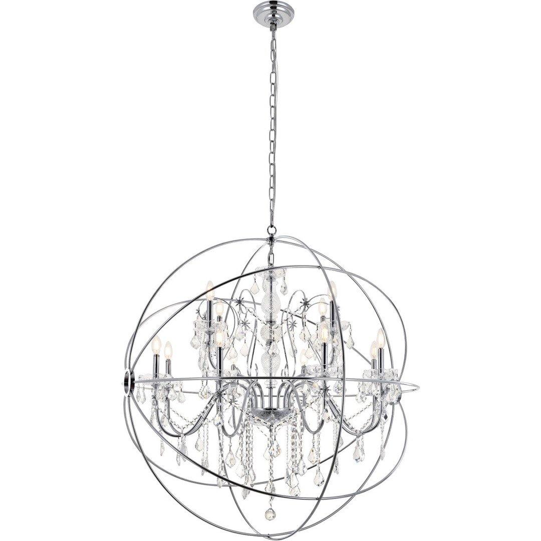 Chrome Orb Frame with Clear Crystal Chandelier - LV LIGHTING