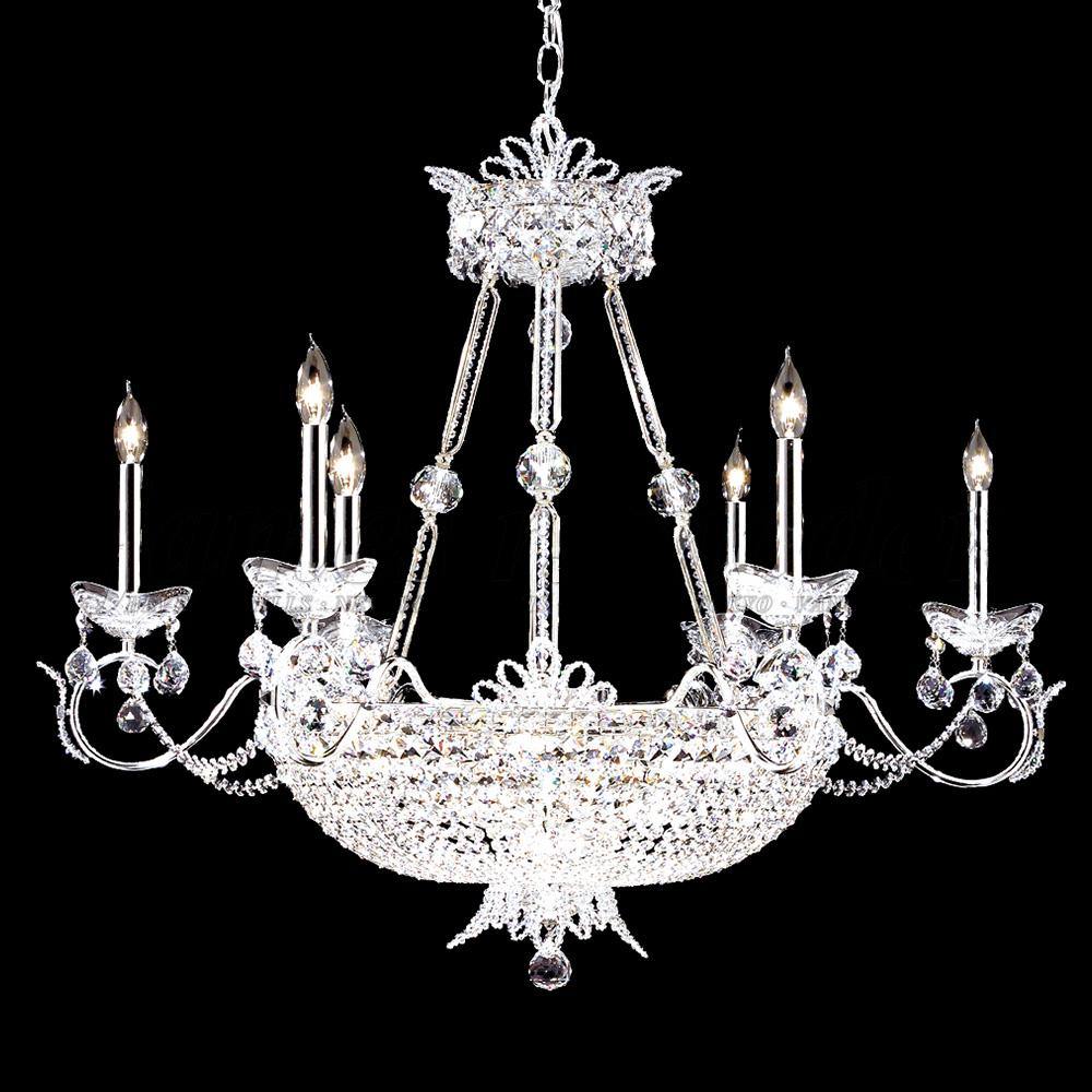 Chrome with Curve Arms and Clear Crystal Chandelier - LV LIGHTING