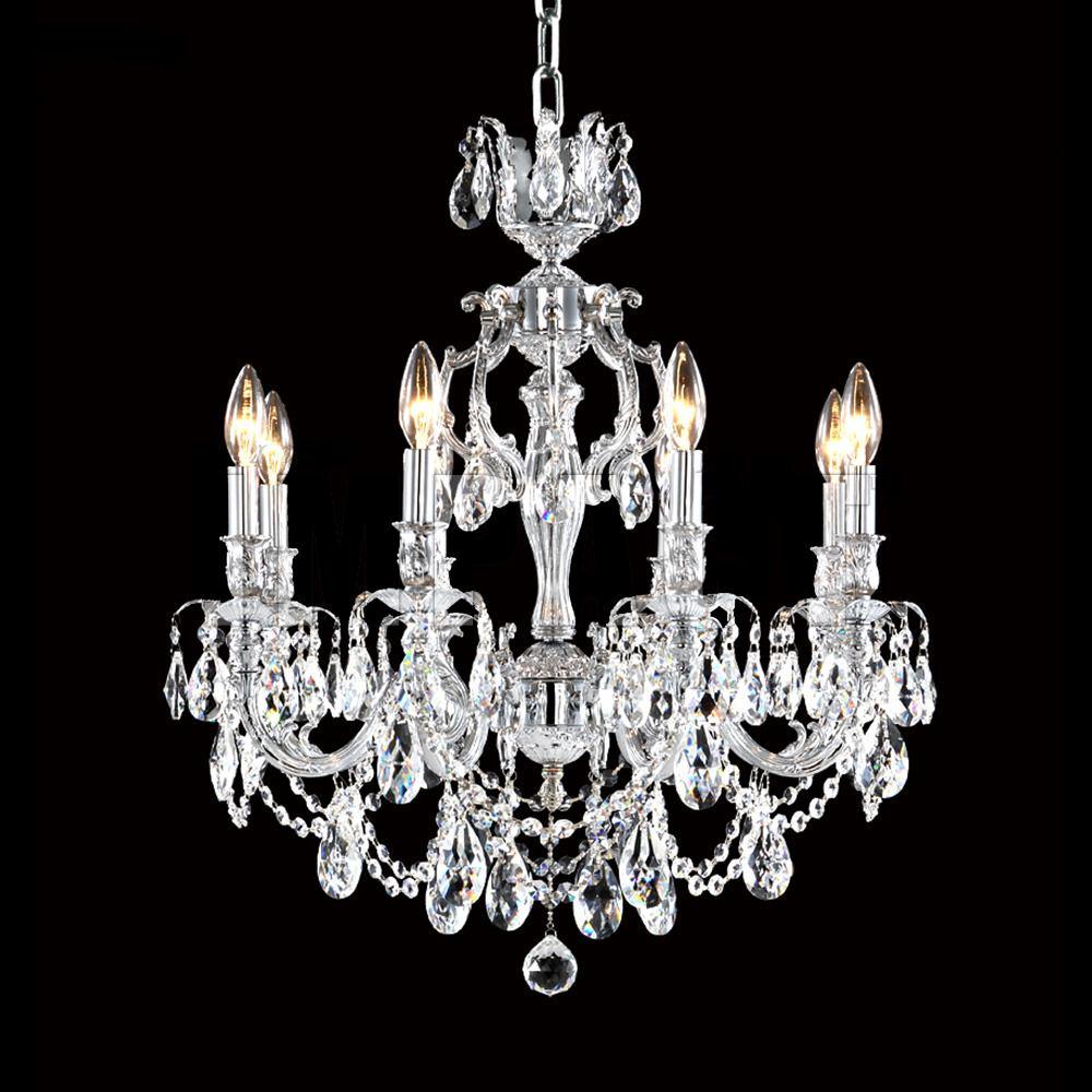 Steel Arms with Crystal Drop and Strand Chandelier - LV LIGHTING