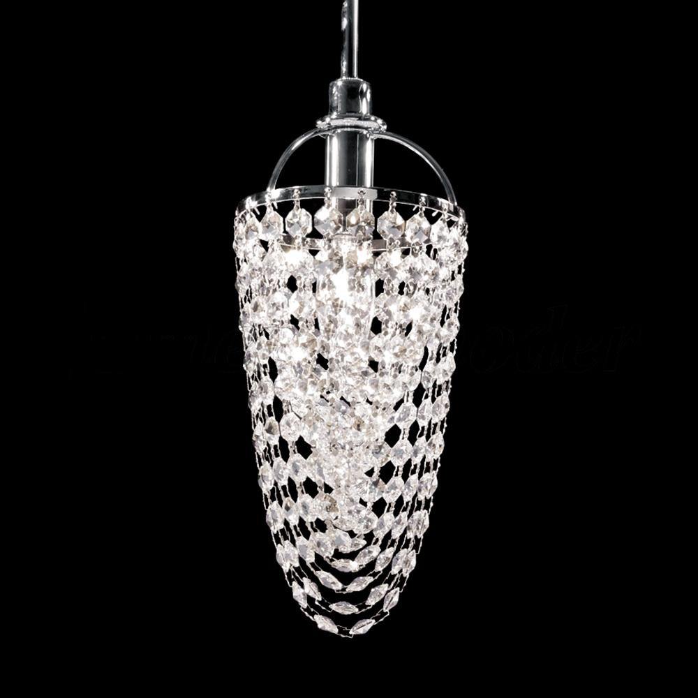 Chrome with Clear Crystal Strand Mini Pendant - LV LIGHTING