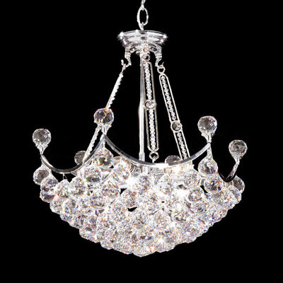 Chrome with Crystal Orb Bowl Shade Chandelier - LV LIGHTING