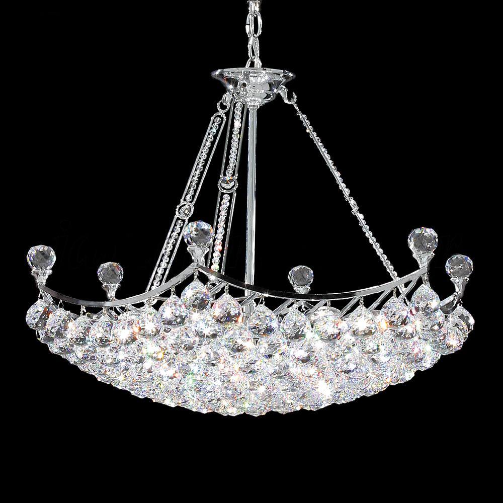 Chrome with Crystal Orb Bowl Shade Chandelier - LV LIGHTING