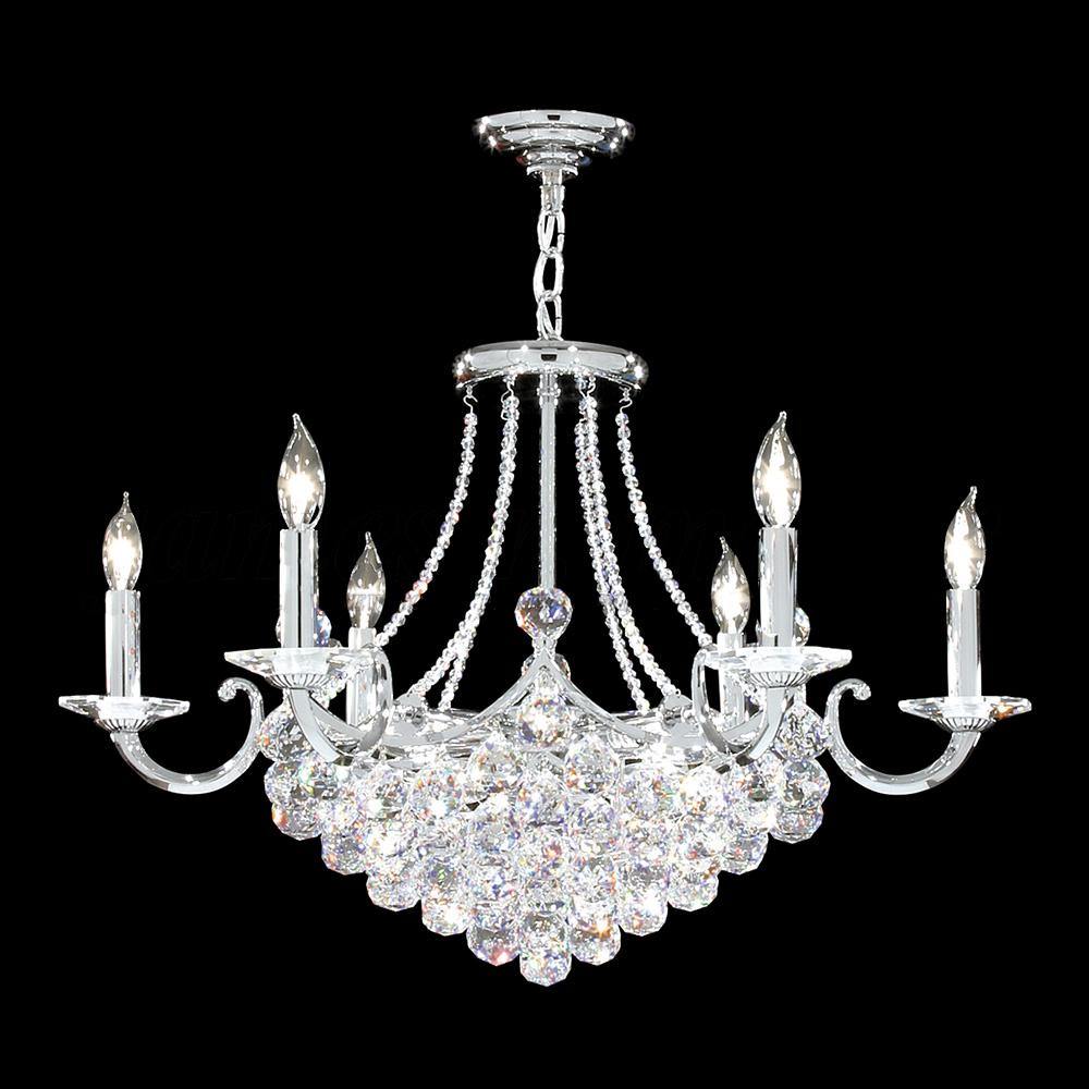 Chrome with Crystal Orb and Arms Chandelier - LV LIGHTING