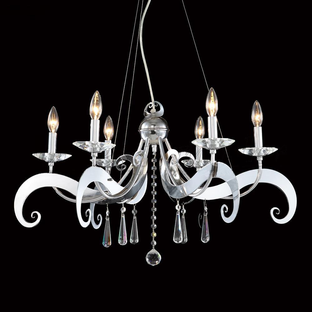 Chrome with Crystal Drop Chandelier - LV LIGHTING