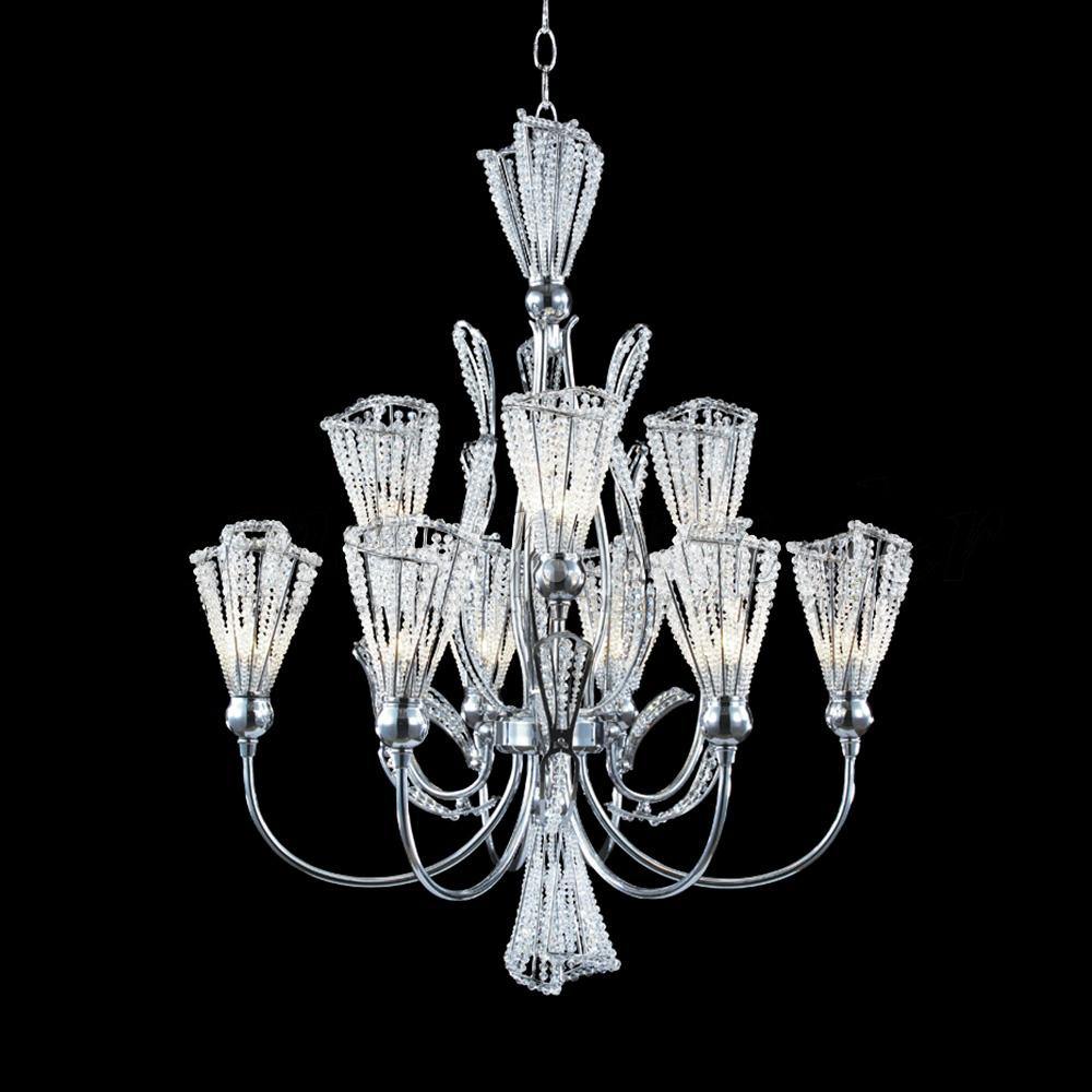 Chrome with Crystal Strand Shade Chandelier - LV LIGHTING