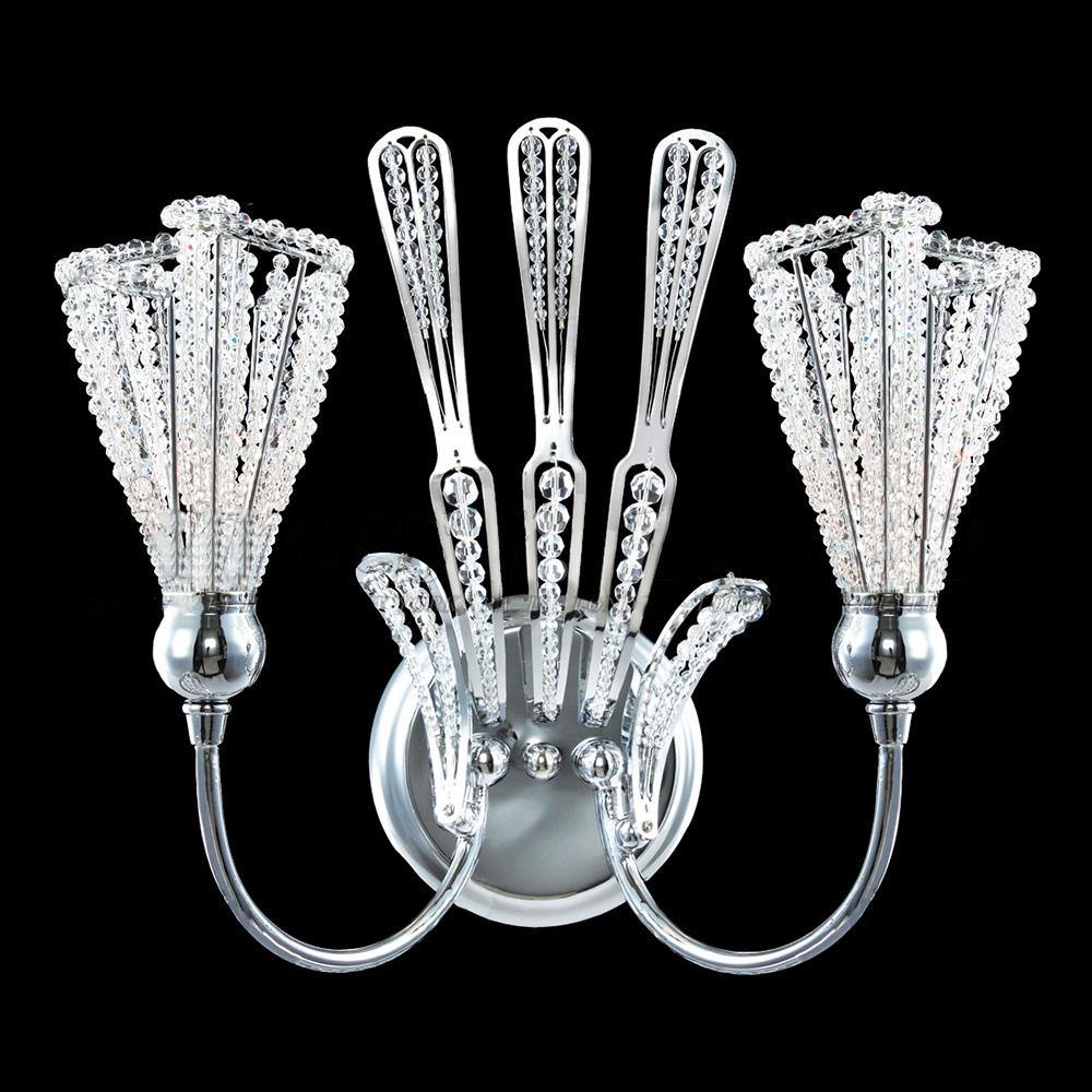 Chrome with Crystal Strand Spiral Shade Wall Sconce - LV LIGHTING