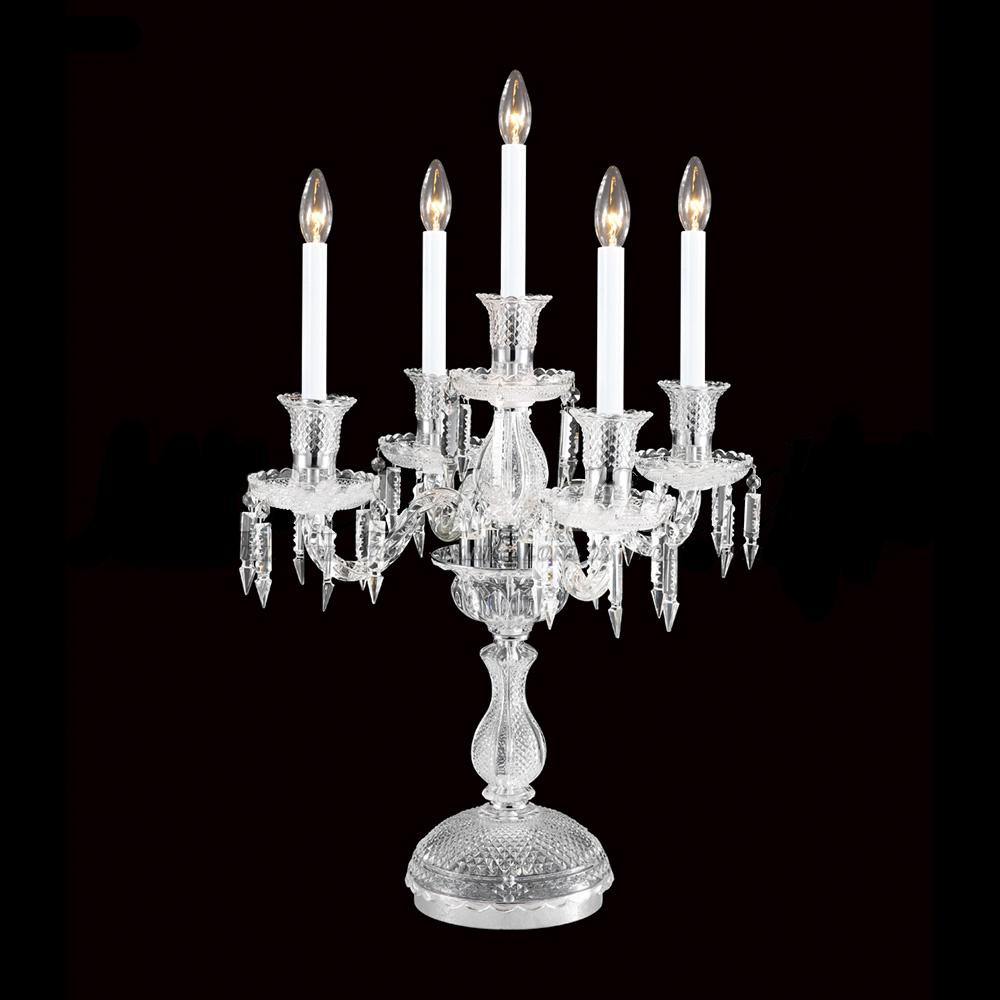 Chrome with Clear Crystal and White Candle Table Lamp - LV LIGHTING
