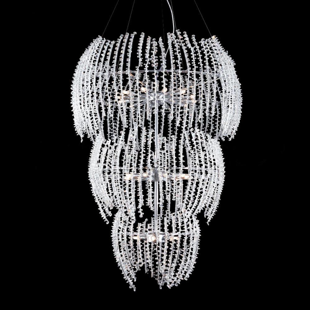 Chrome with Crsystal Arms 3 Tier Chandelier - LV LIGHTING
