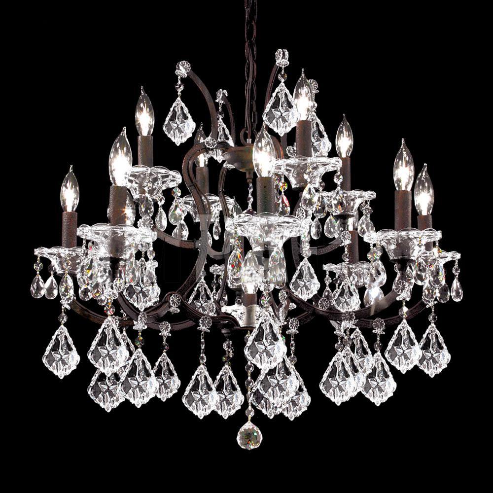Burnt Sienna with Clear Crystal Drop and Strand Chandelier - LV LIGHTING