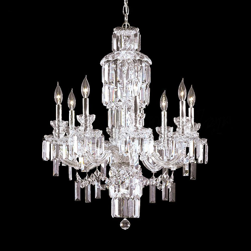 Chrome with Clear Rectangular Crystal and Arm Chandelier - LV LIGHTING