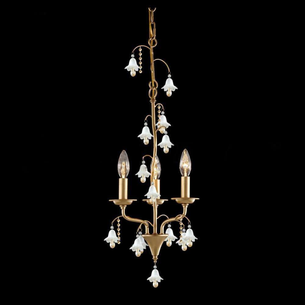 Aged Gold with Crystal and White Bells Pendant - LV LIGHTING