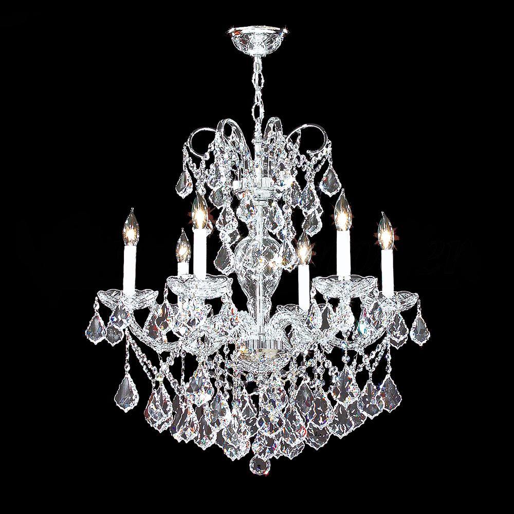 Chrome with Crystal Drop and Strand Chandelier - LV LIGHTING