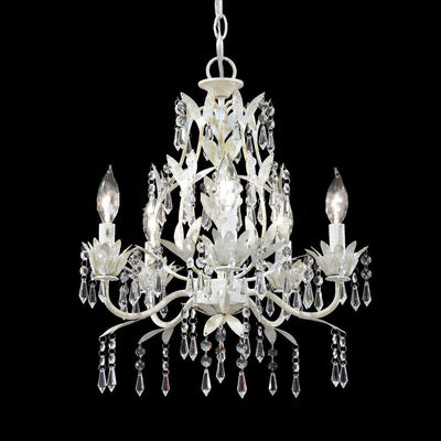 Steel with Clear Crystal Drop and Strand Pendant - LV LIGHTING