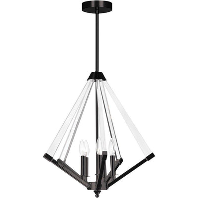 Matte Black with Clear Acrylic Arms Chandelier - LV LIGHTING