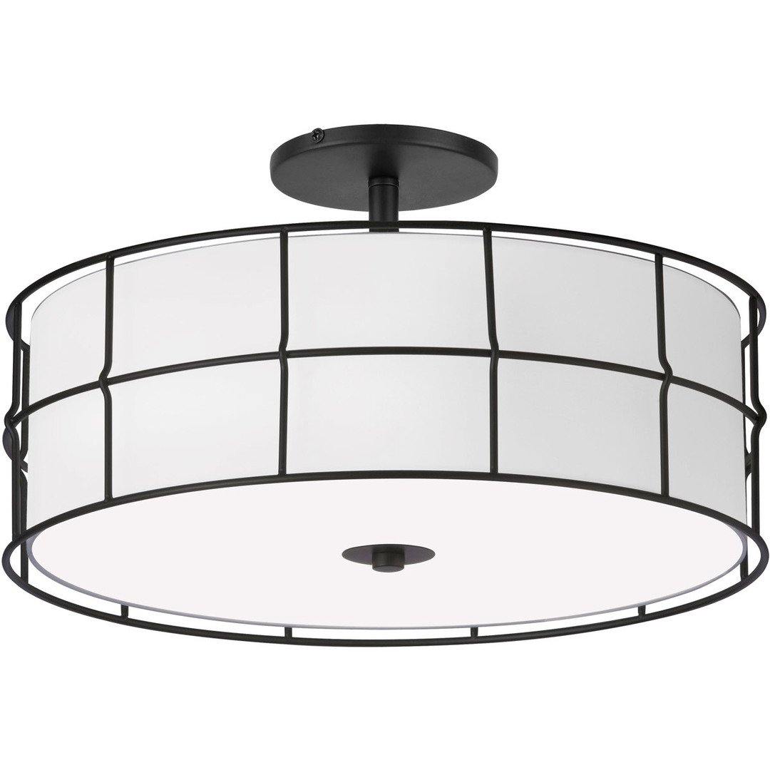 Matte Black Frame with White Fabric Shade Semi Flush Mount - LV LIGHTING