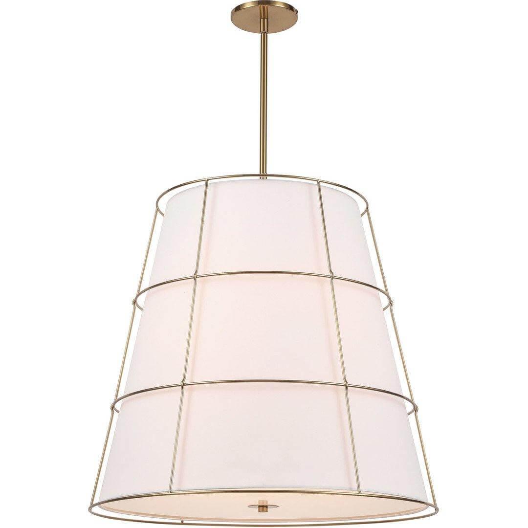 Aged Brass Frame with Fabric Shade Pendant - LV LIGHTING