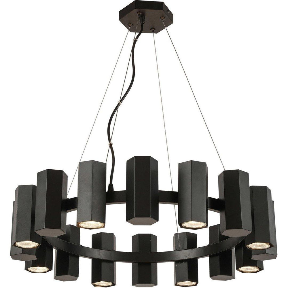 Steel with Hexagon Cylindrical Shade Chandelier - LV LIGHTING