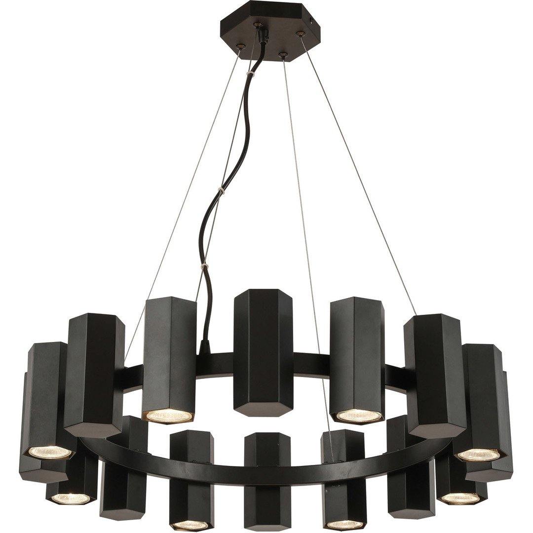 Steel with Hexagon Cylindrical Shade Chandelier - LV LIGHTING