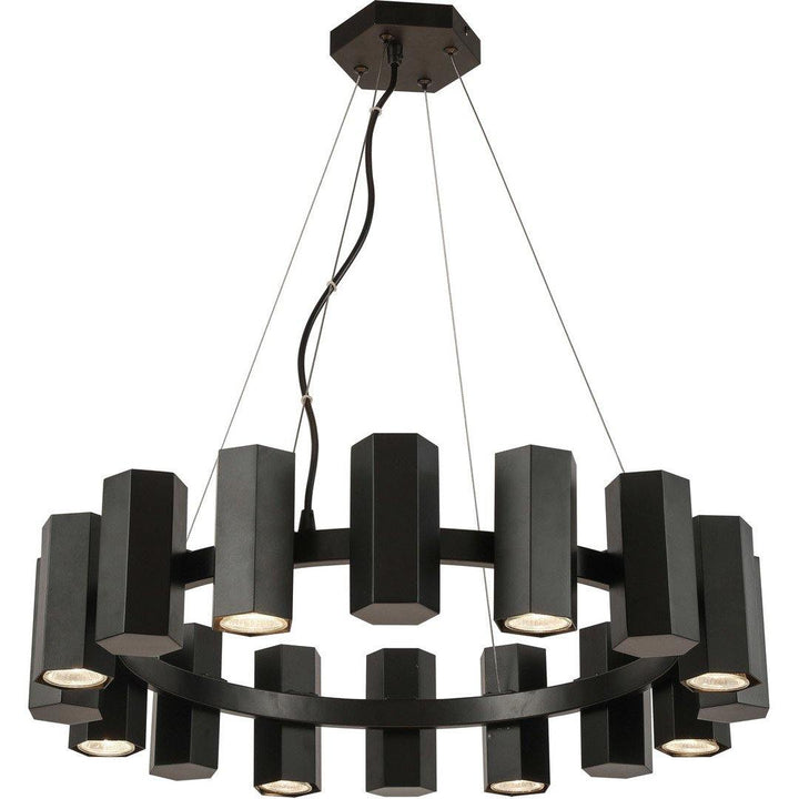 Steel with Hexagon Cylindrical Shade Chandelier - LV LIGHTING