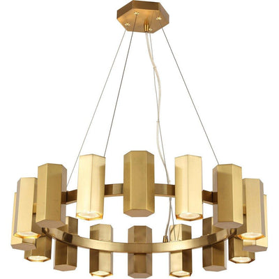 Steel with Hexagon Cylindrical Shade Chandelier - LV LIGHTING