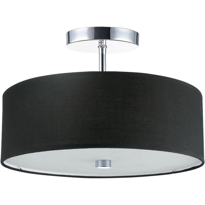 Steel with Fabric Round Shade Semi Flush Mount - LV LIGHTING
