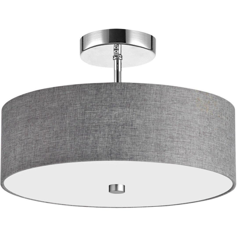 Steel with Fabric Round Shade Semi Flush Mount - LV LIGHTING
