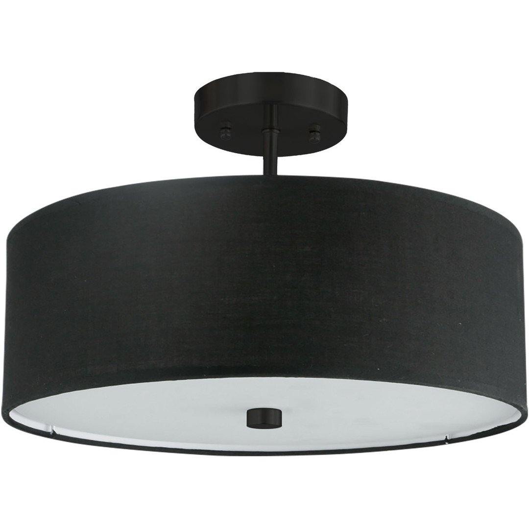 Steel with Fabric Round Shade Semi Flush Mount - LV LIGHTING