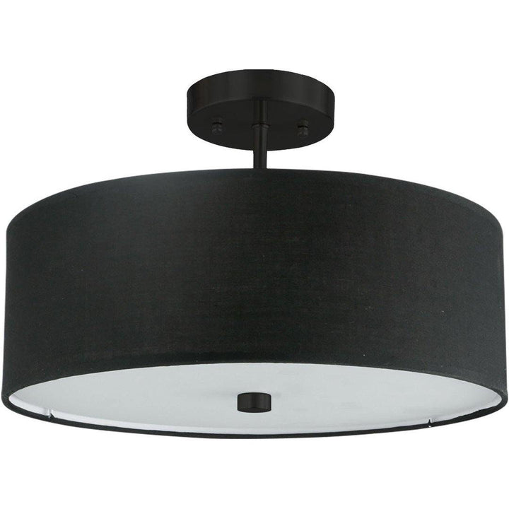 Steel with Fabric Round Shade Semi Flush Mount - LV LIGHTING