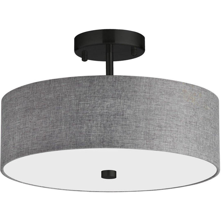Steel with Fabric Round Shade Semi Flush Mount - LV LIGHTING