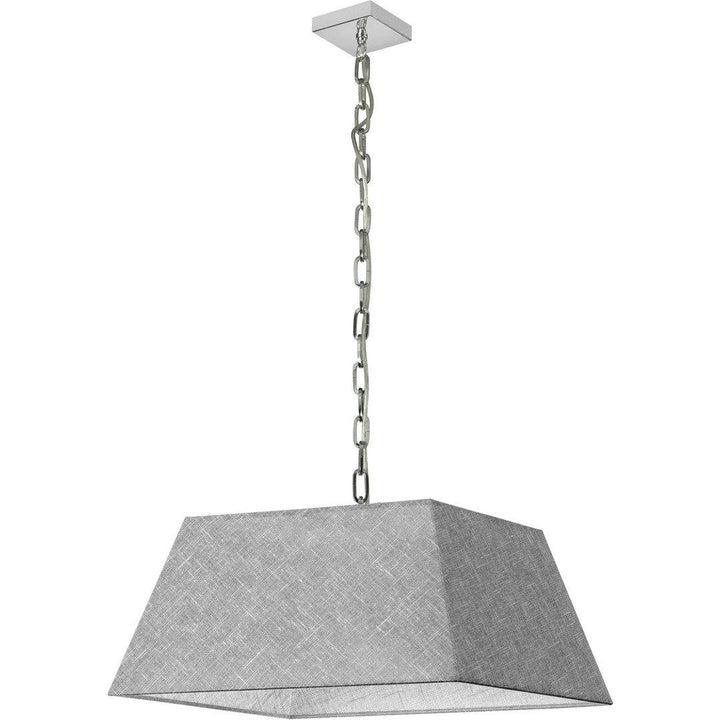 Polished Chrome with Rectanglular Fabric Shade Pendant - LV LIGHTING
