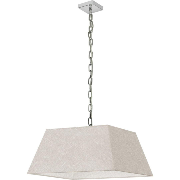 Polished Chrome with Rectanglular Fabric Shade Pendant - LV LIGHTING