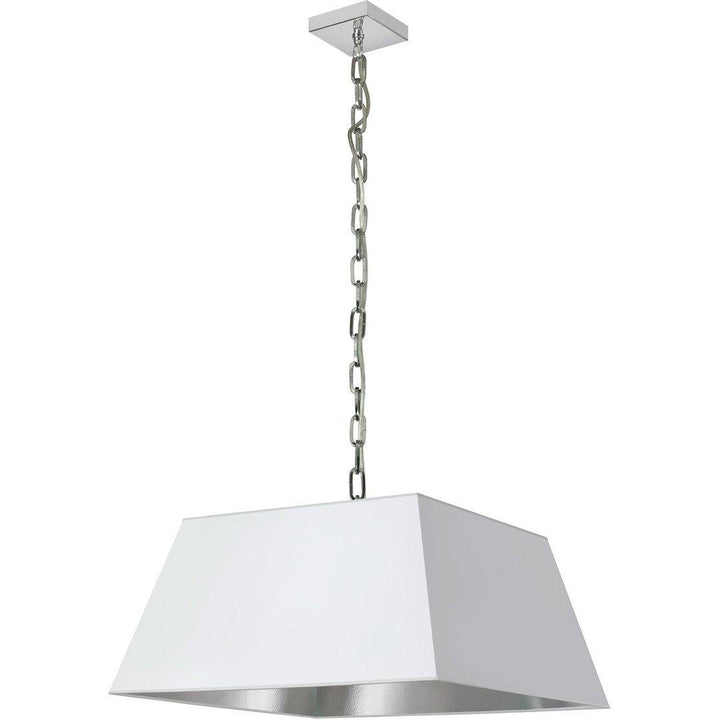Polished Chrome with Rectanglular Fabric Shade Pendant - LV LIGHTING