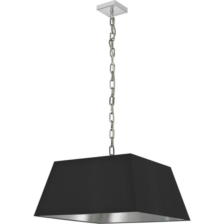 Polished Chrome with Rectanglular Fabric Shade Pendant - LV LIGHTING