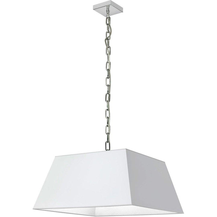 Polished Chrome with Rectanglular Fabric Shade Pendant - LV LIGHTING
